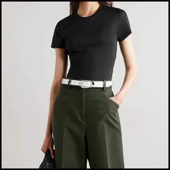 Synthetic Suede Belt with Silver Buckle for Women main image 4